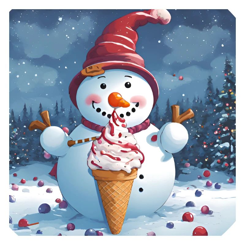 Snowman with icecream
