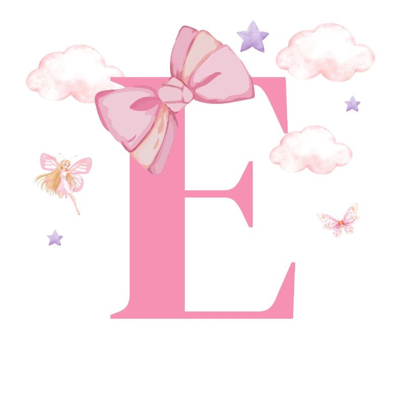 Letter e pink clouds