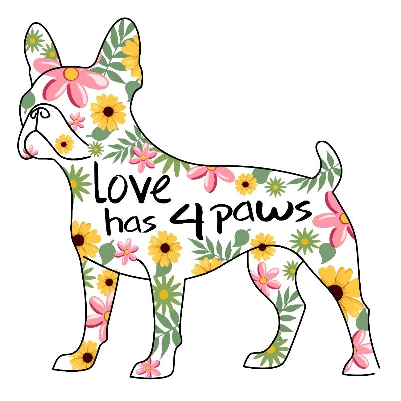 Boston Terrier Chien avec des fleurs