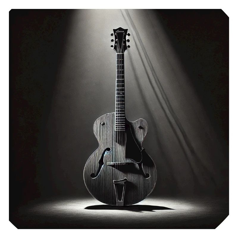 Schwarz-Weiß Gemälde einer E-Gitarre