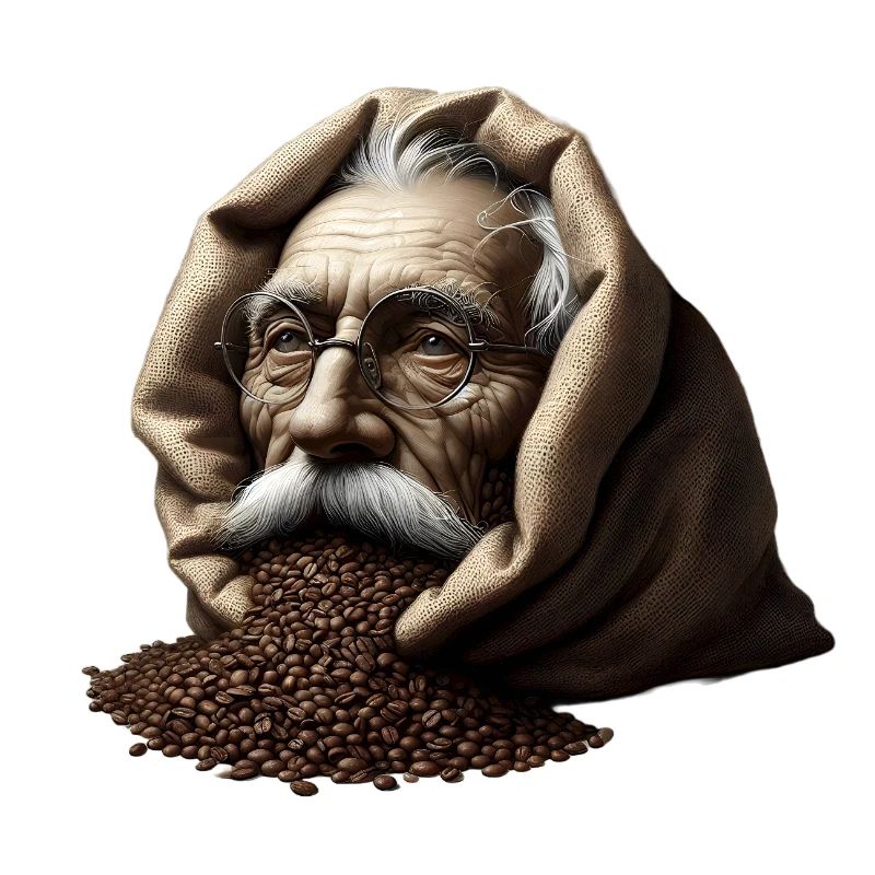 Mann in Kaffeebohnen