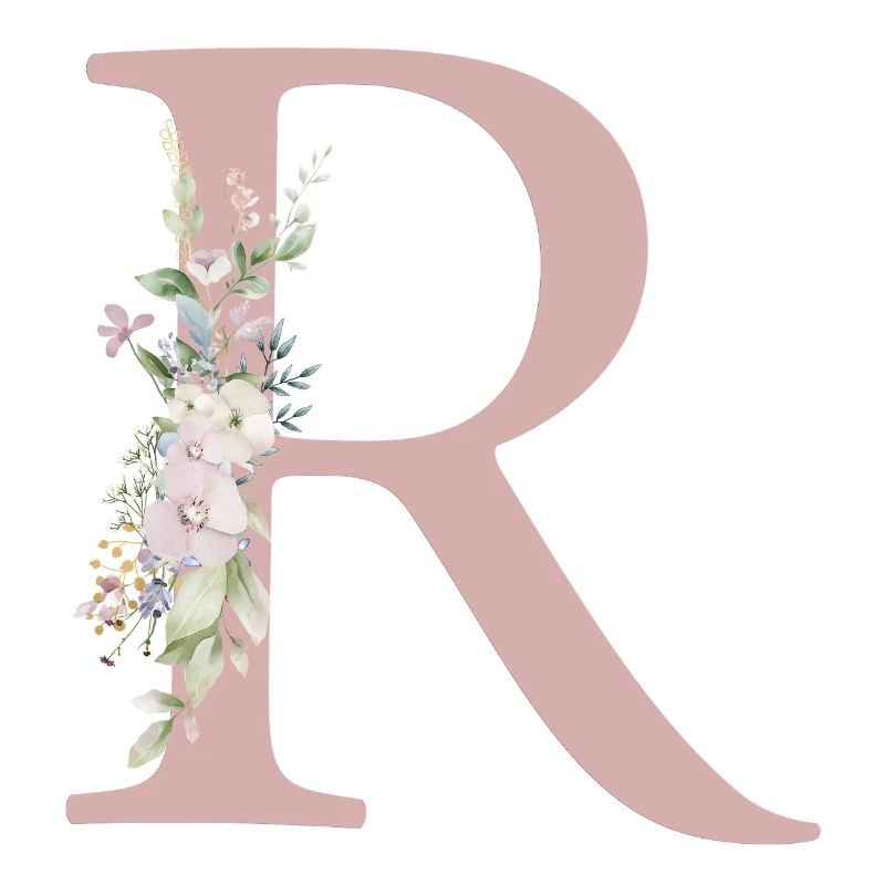 R Monogram, Floral, Personalizable