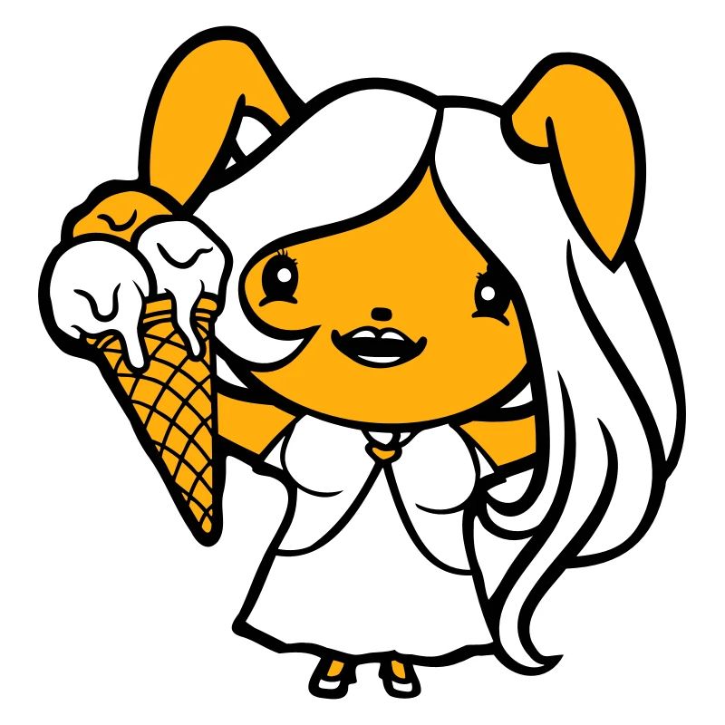 Hase isst Eis Waffel Eiscreme lecker Mädchen Frau