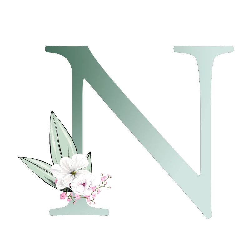 N Monogram, Floral, Personalizable