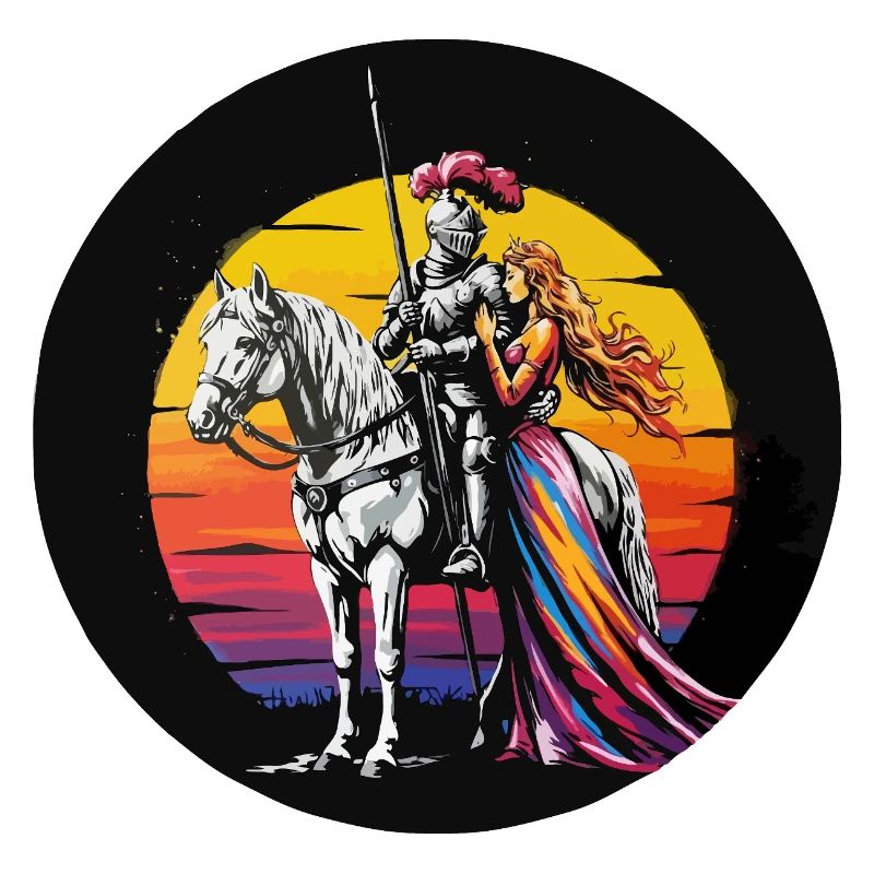 Chevalier sur le cheval blanc avec couleur princesse