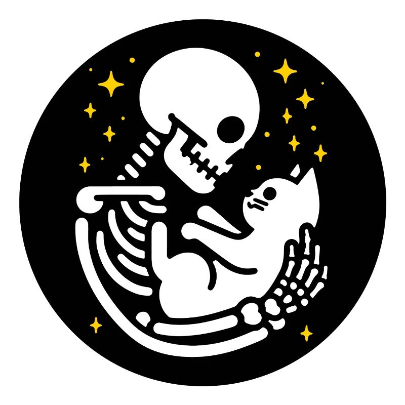 Skeleton with cat