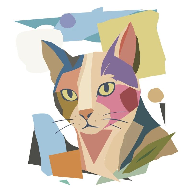 Abstract cat in modern color block design