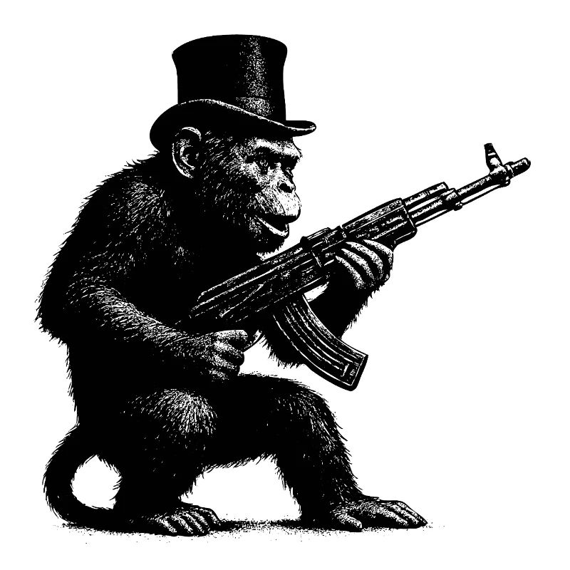 Monkey with machine gun