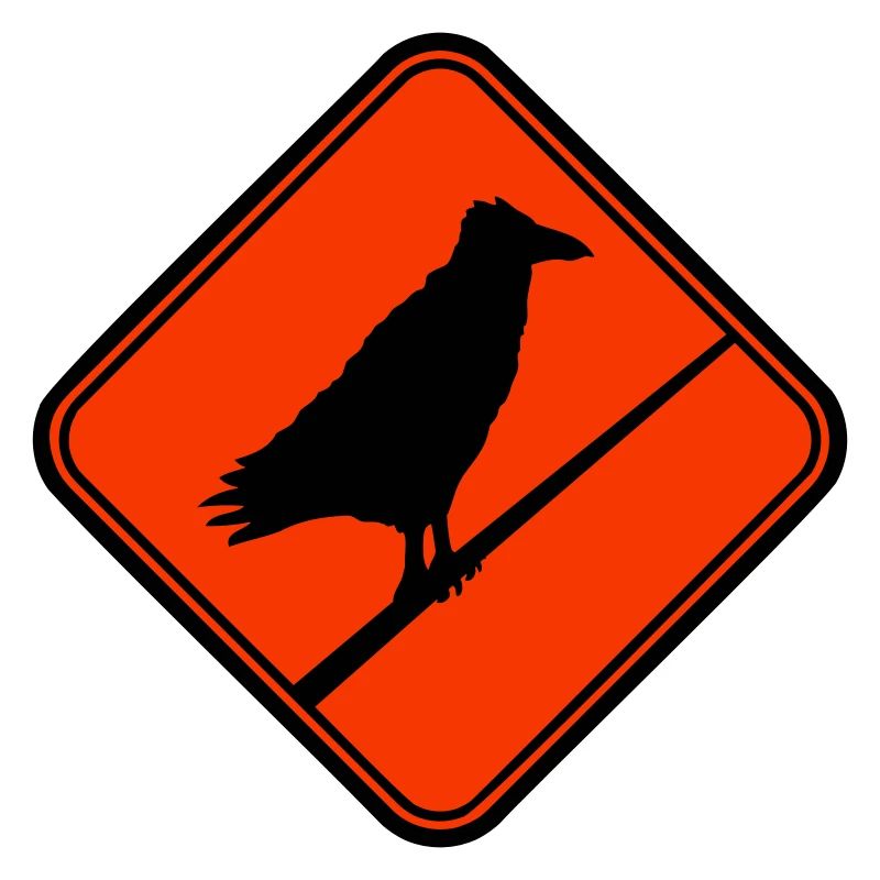 Corbeau assis Attention câble signe Note