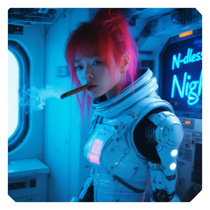 Space Soldier mit einer Zigarre
