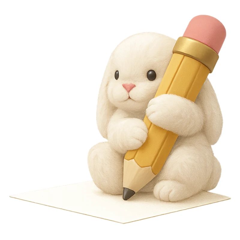 Bunny with Pencil Kids Design – Creative Animal