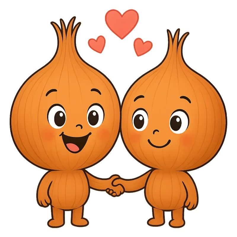 Oignons mignons avec des cœurs