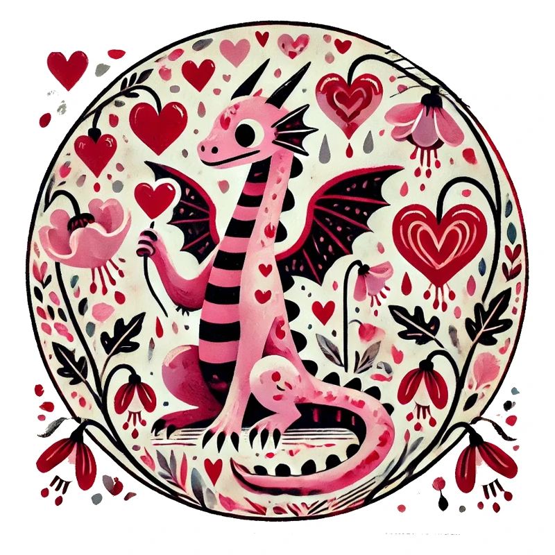 Rosa Valentinstag Drache