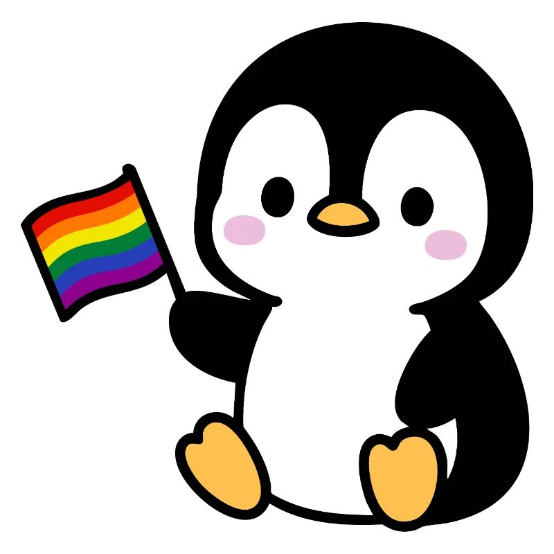 Pingouin avec drapeau arc-en-ciel