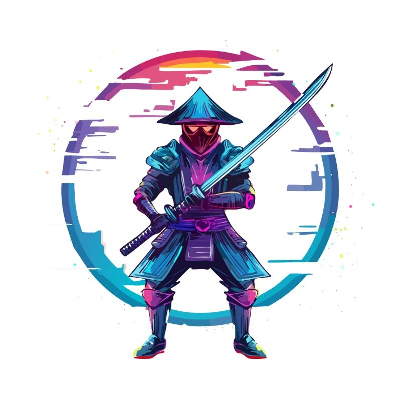 Cyberpunk Glitch Samurai