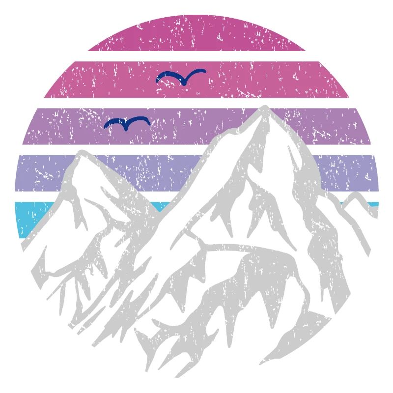 Mountains Retro Sun