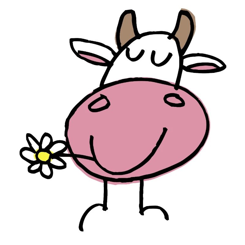 Vache Joyeuse et Fleur Délicate