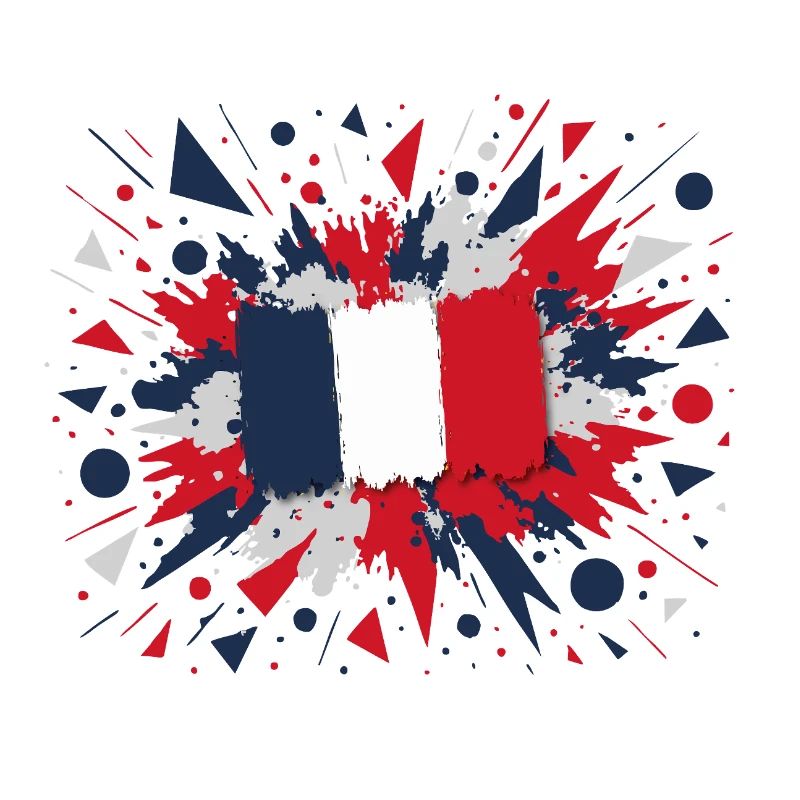 French Flag Paint Splashes Design