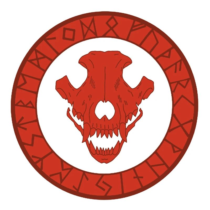 Roter Wikinger Wolf Schädel