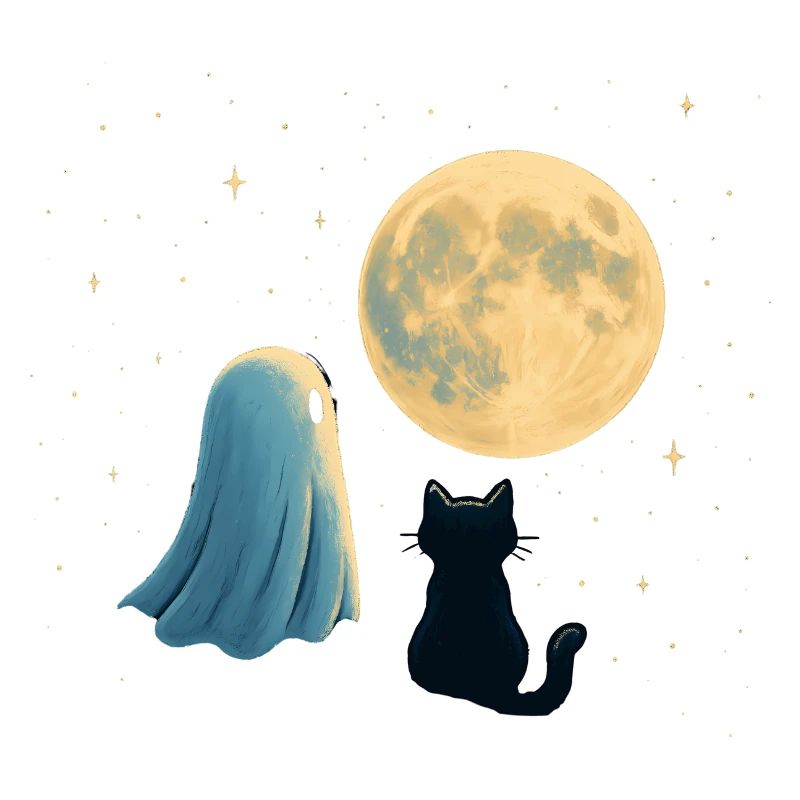 Moonlit Night: Ghost and Cat