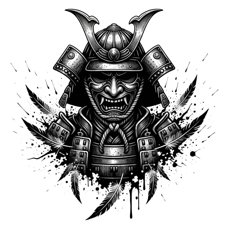 Dämonischer Samurai Helm Print