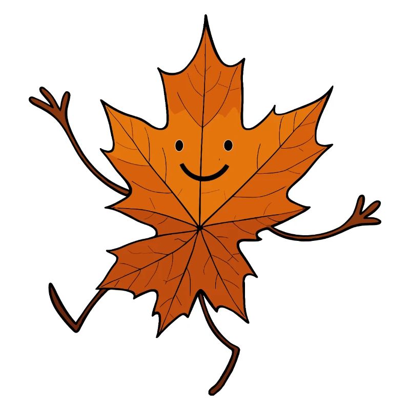 Comic Leaf Leaf Dancing Woodland Fall Maple