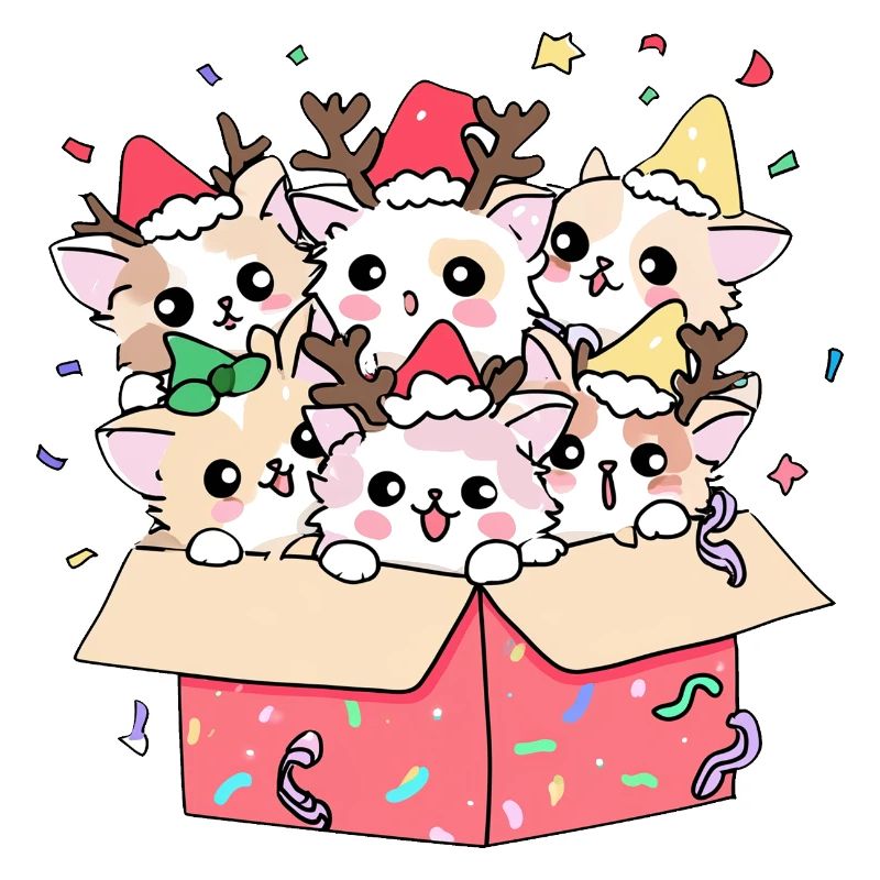 Chat de Noël Aide du Père Noël Chatons - vacances