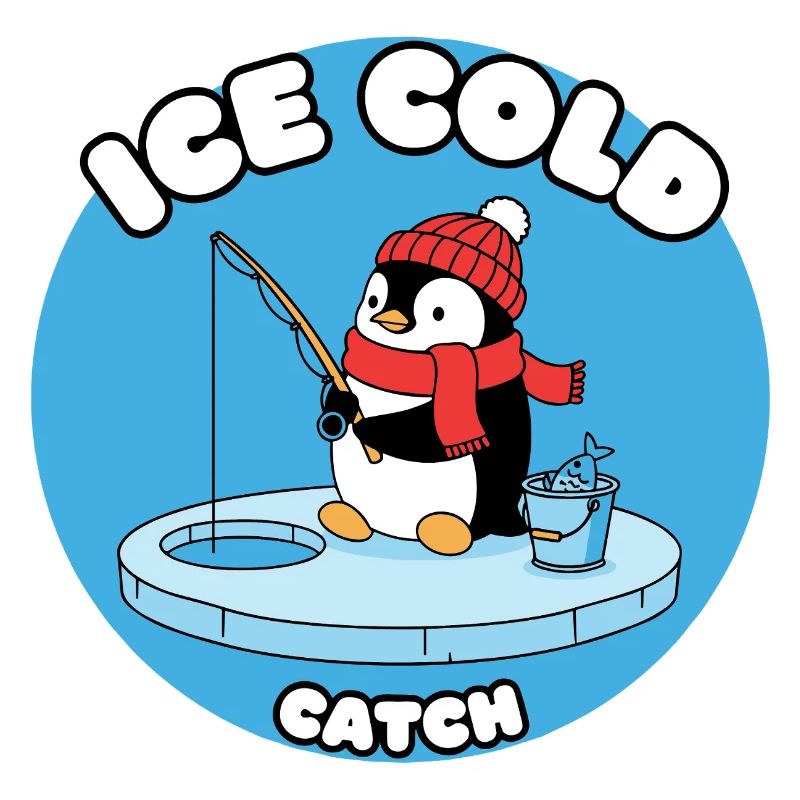 Eisfrost Pinguin fängt Eisfisch