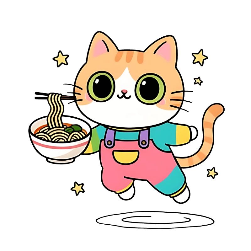 Chat bol de Ramen Multicolore