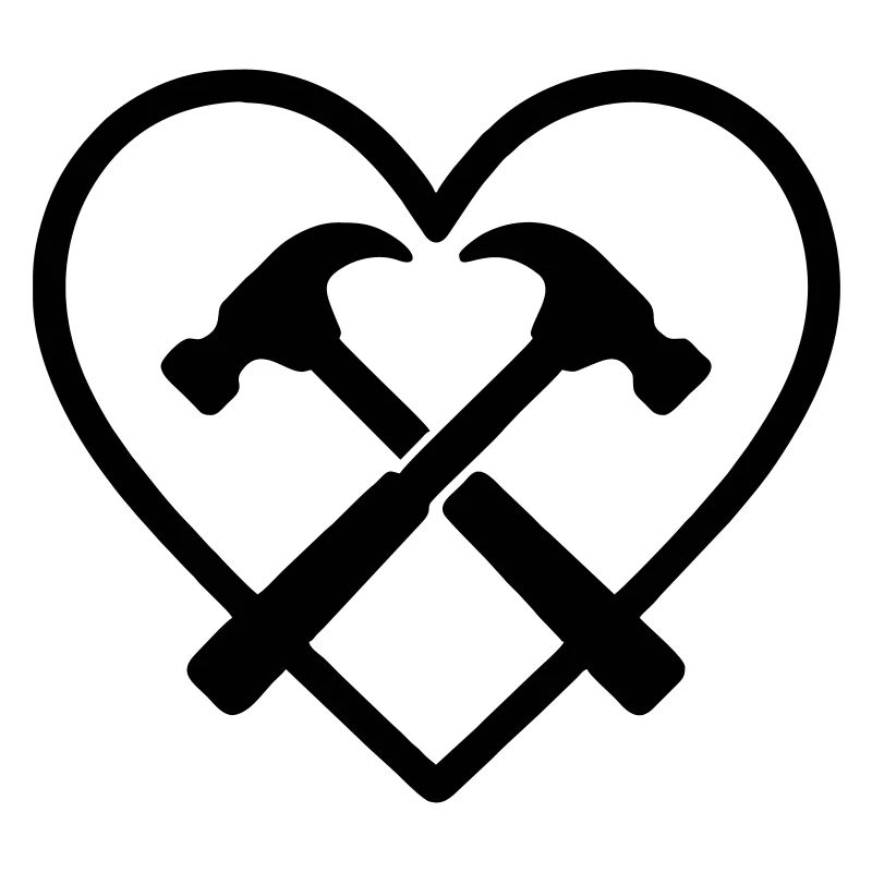 Crossed Hammers Heart Builder Handyman Tools