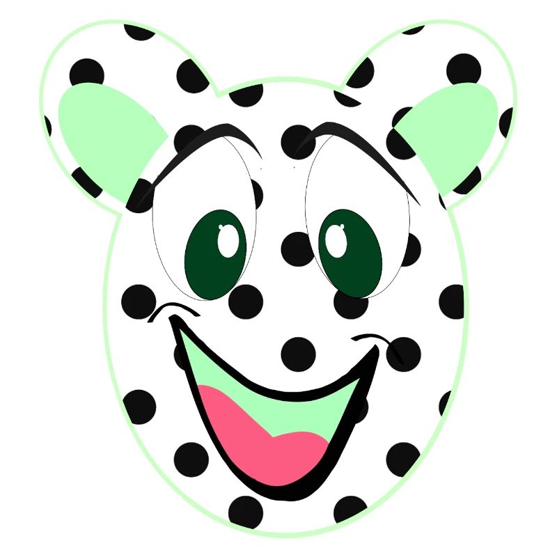 Laughing bear head with dots