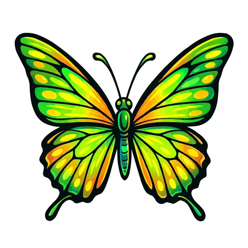 Papillon Vert Éclatant Jaune