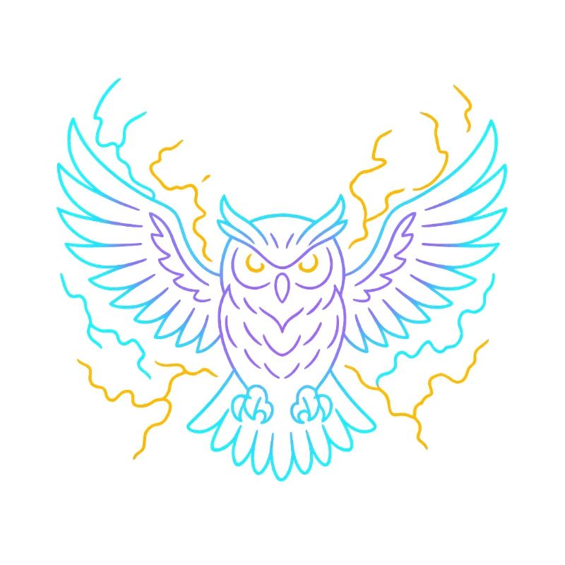 Neon-Eule mit Blitzen