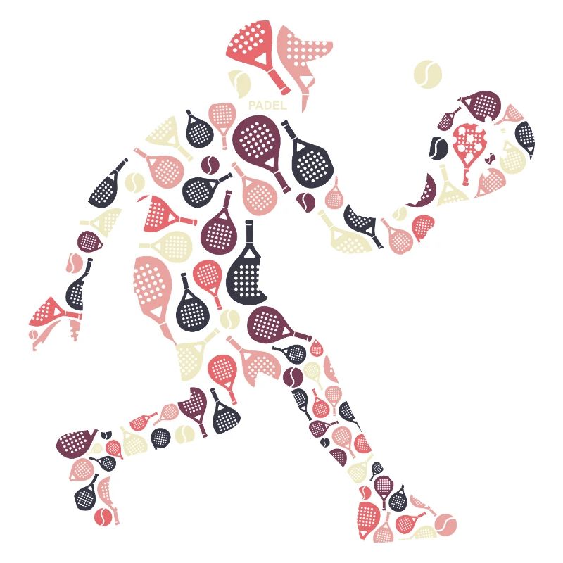 Retro Padel Player with Rackets Pattern