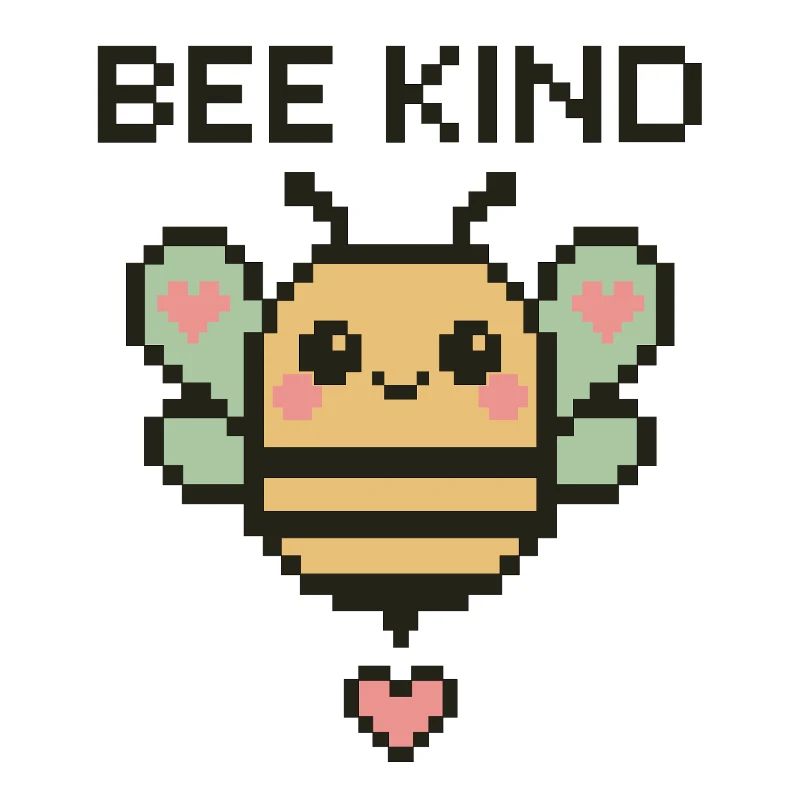 Bee Kind - Pixelbiene mit Herzchen
