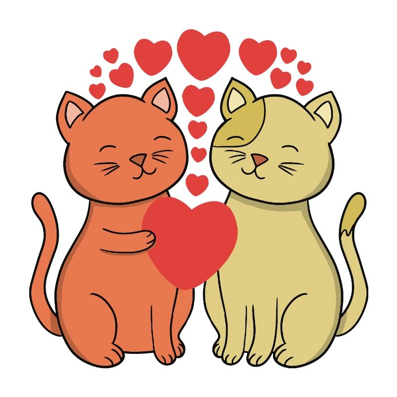 Deux chats sincères s’embrassent