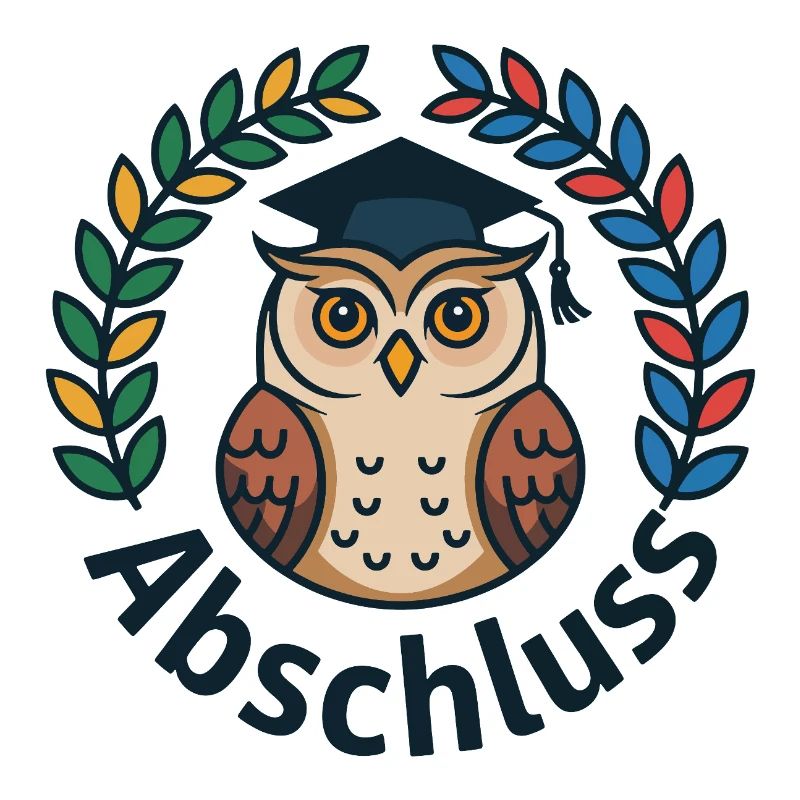 Abschluss-Eule mit Kranz und Mütze