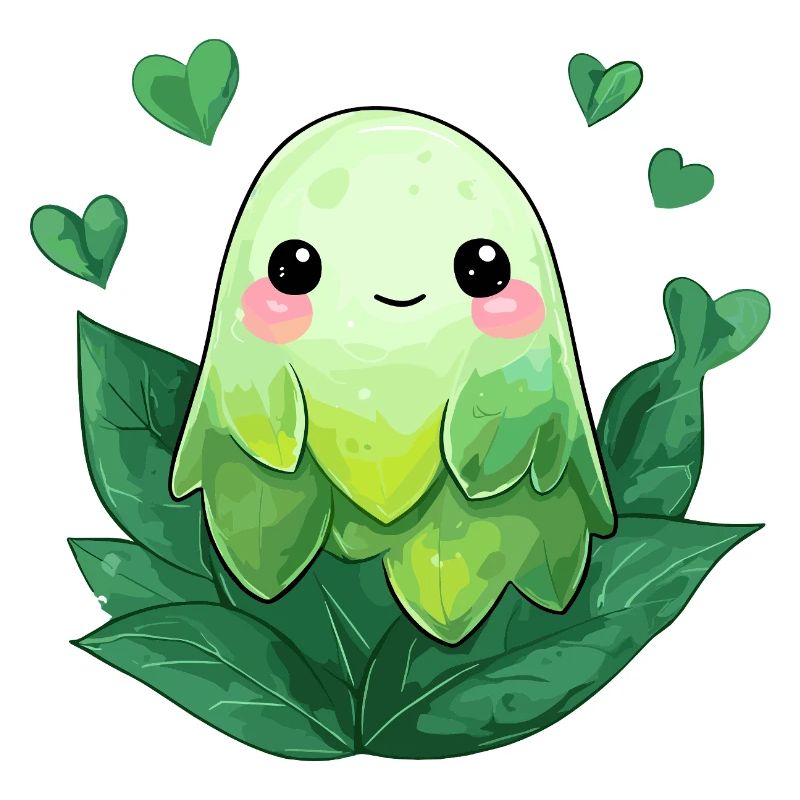 Petite créature feuillue dans des tons de vert