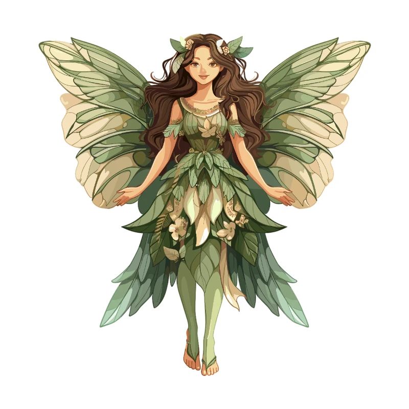 Fée de la forêt en robe de feuilles