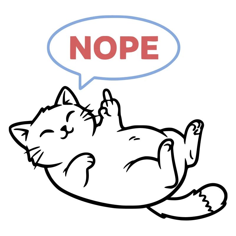Lachende Katze Nope Mittelfinger