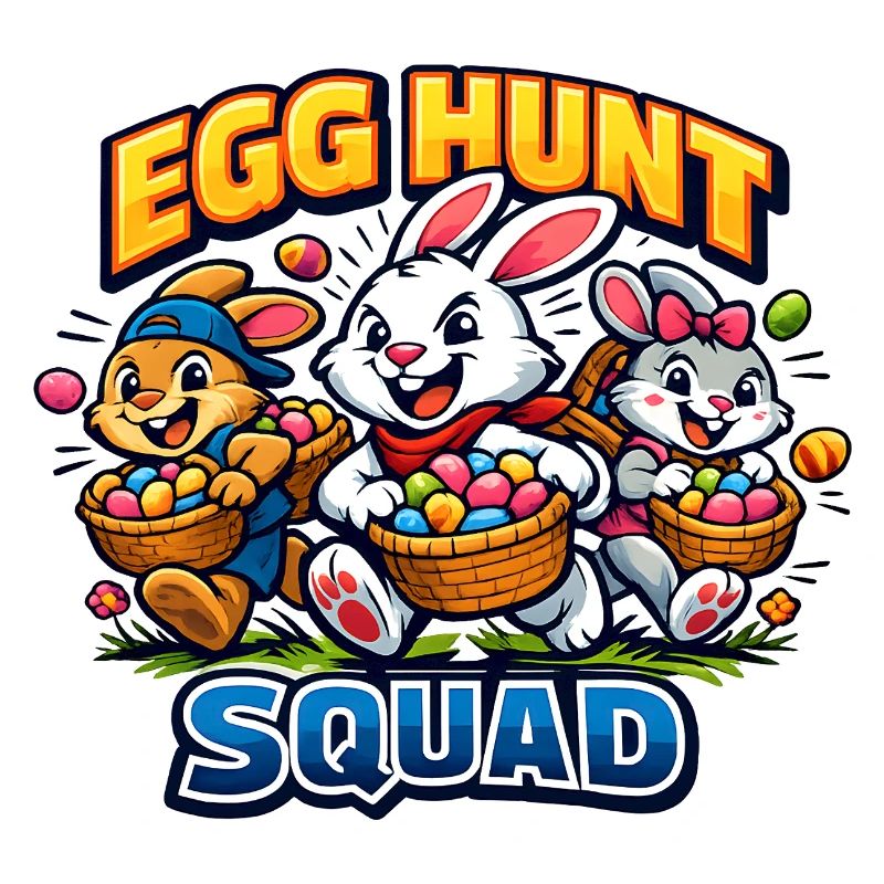 Cute Easter bunny with colorful egg and lettering