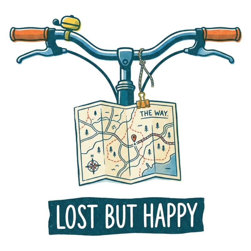 Art de vélo Risograph perdu mais heureux