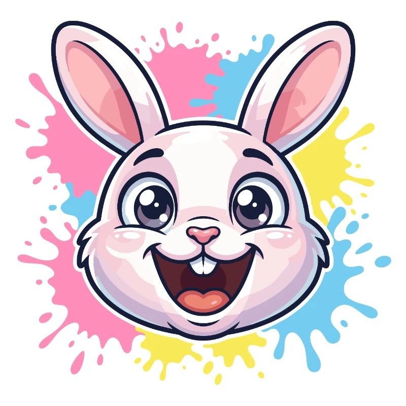 Illustration de Happy Bunny avec éclaboussures de peinture