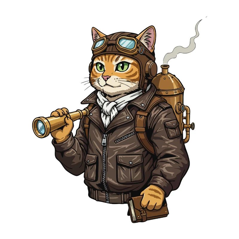 Cat Aviator Steampunk Explorer Curiosity