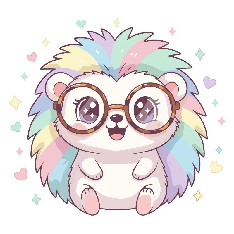 Rainbow hedgehog with glasses