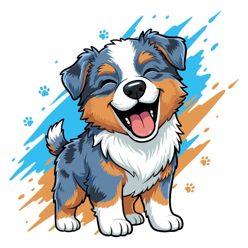 Ami chiot joyeux dans une touche de couleur