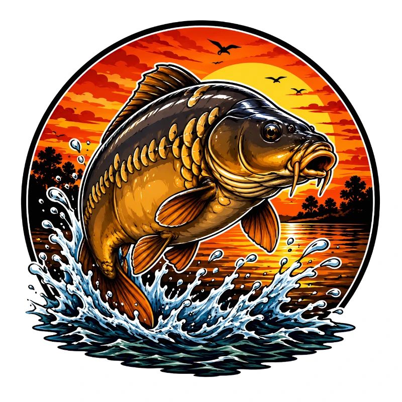Sunset Mirror Carp Jump