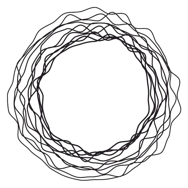 Tangled Wreath Circular Line Art