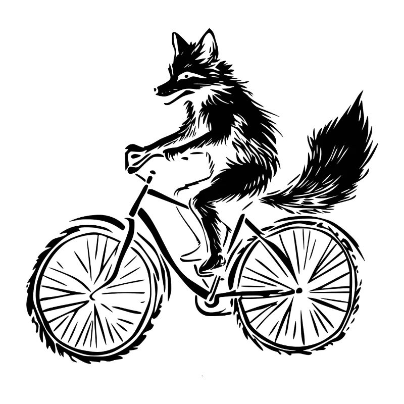 Funny Bicycle Fox