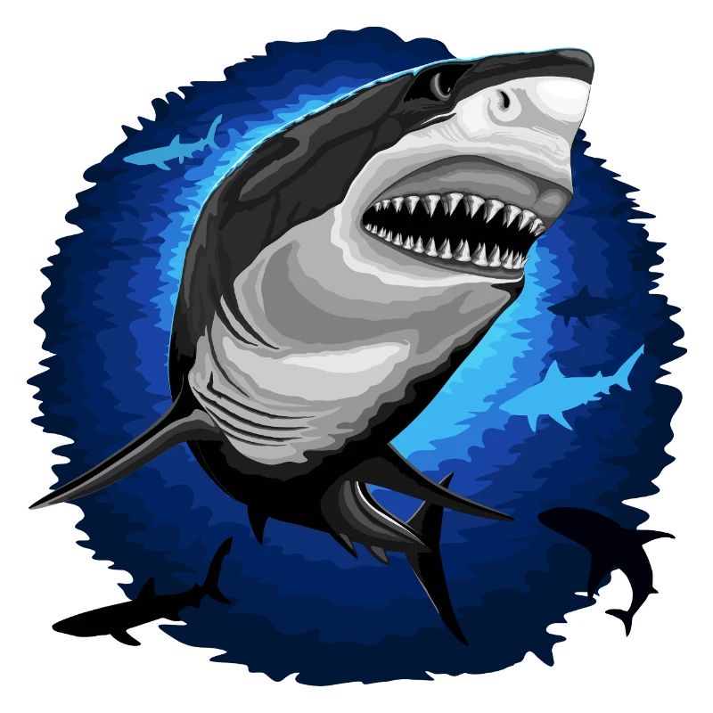 Shark Attack jaws on Deep Blue Ocean